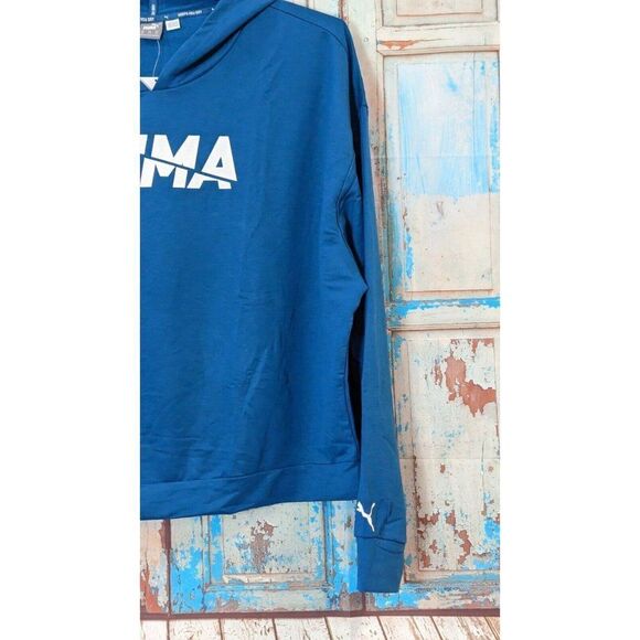 Puma Womens Size 2X Digi Blue Relaxed Fit Long Sleeve Modern Sports Hoodie - Picture 4 of 13